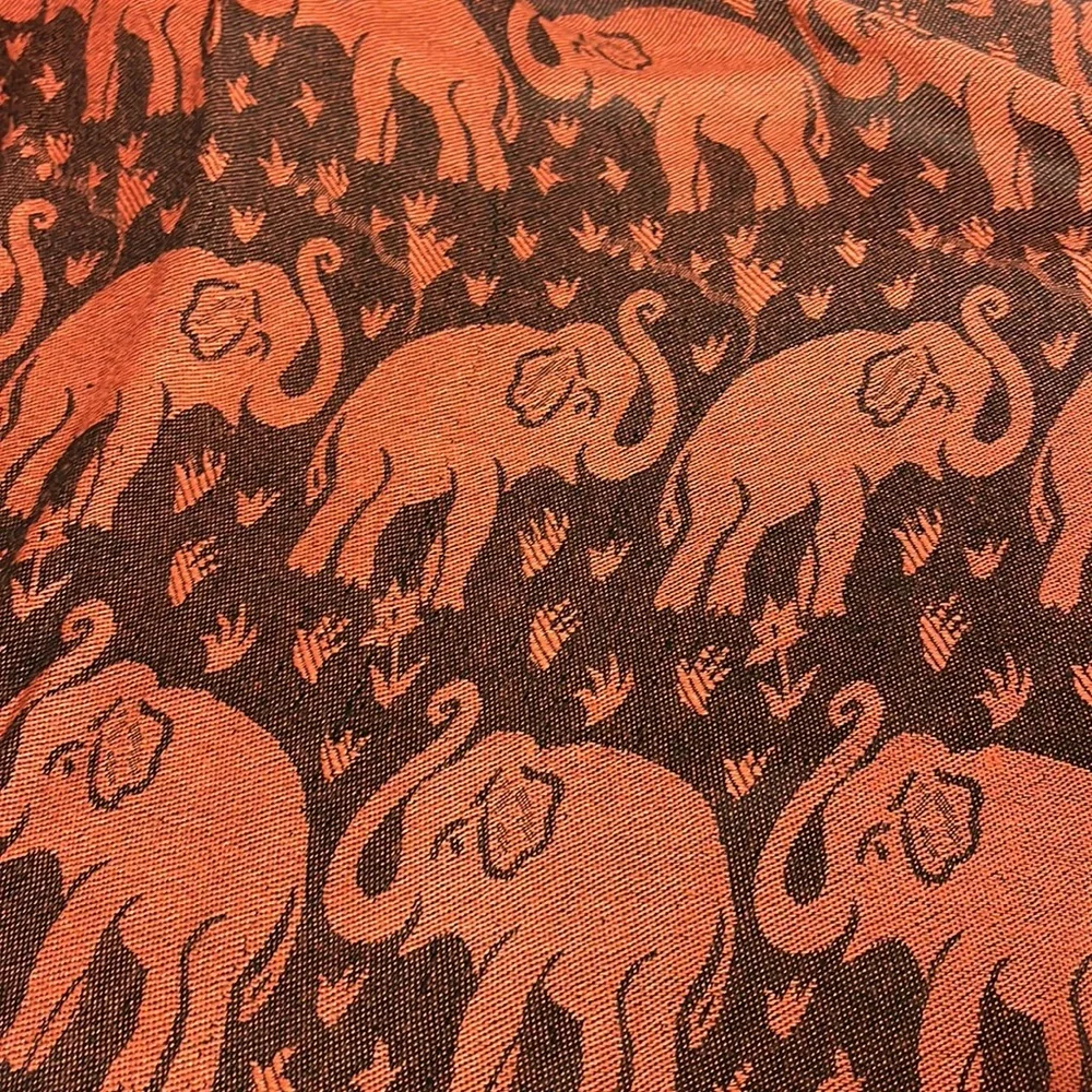 Orange & Black Elephant Fringed Long Scarf